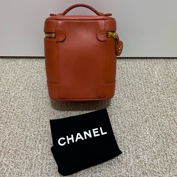 Chanel CC Caviar Vanity Case Vintage Timeless Orange Leather Top Handle Bag - Picture 2 of 13